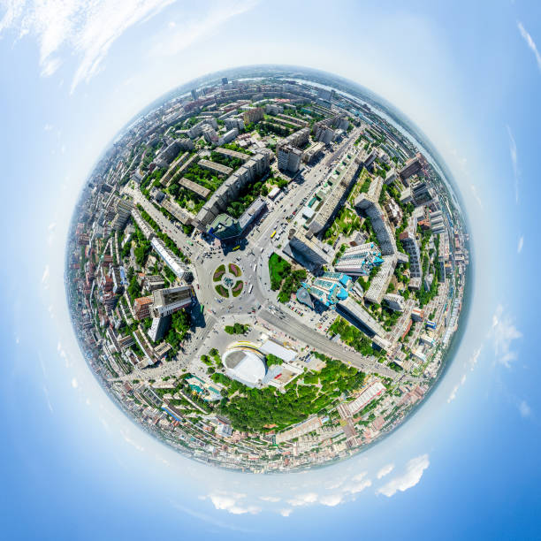 istock Aerial city view. Urban landscape. Copter shot. Panoramic image 653799854