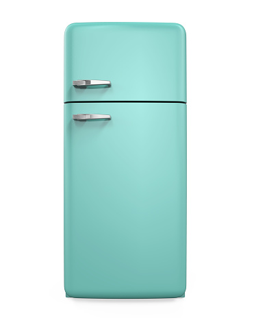 Retro Refrigerator isolated on white background. 3D render