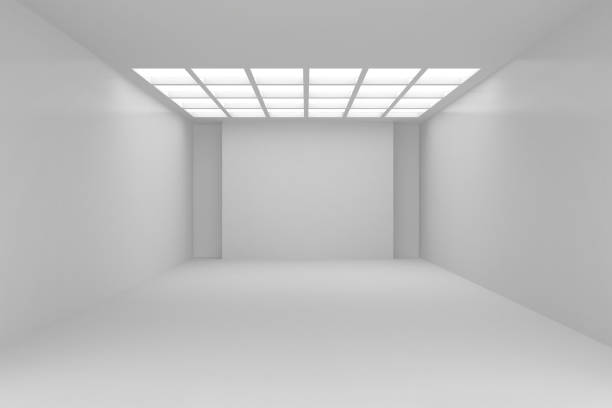 istock Interior with white wall onto which falls the light from a window. Background illustration 3d rendering 653806992