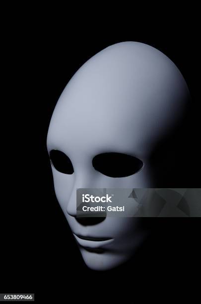 White Mask On Black Background Stock Photo - Download Image Now - Actor,  Arts Culture and Entertainment, Backgrounds - iStock