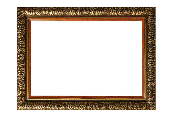 istock Wooden vintage frame isolated on white background 653811532