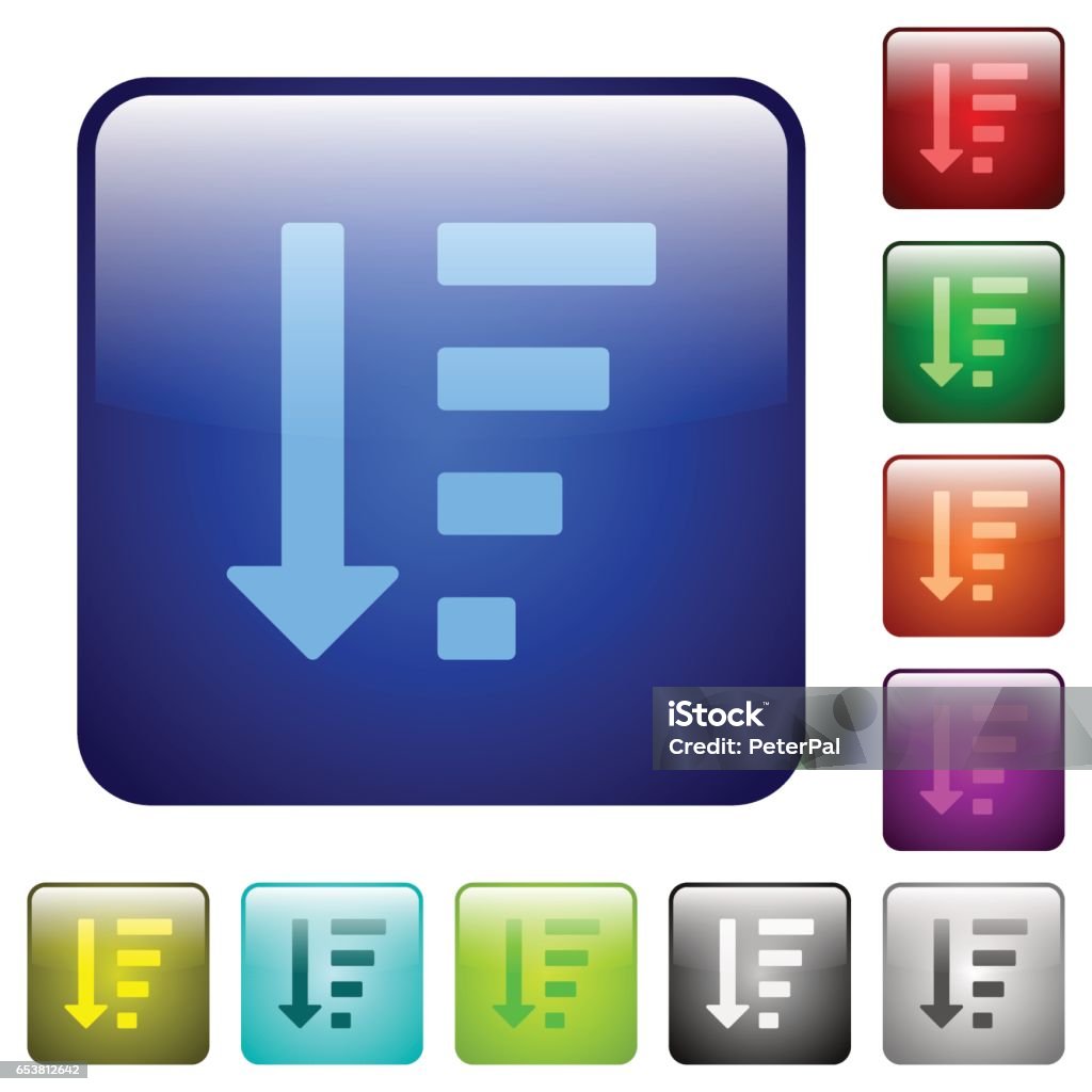 Button Desc By Descending Ordered List Mode Color Square Buttons Stock Illustration ...