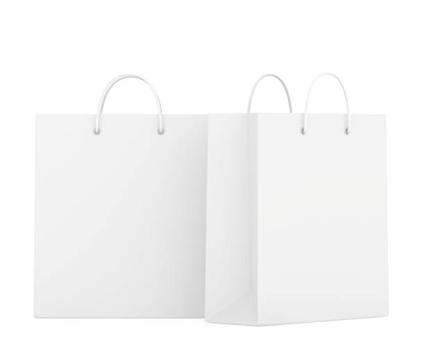 istock Paper Shopping Bags collection isolated on white background. 3d rendering 653813436