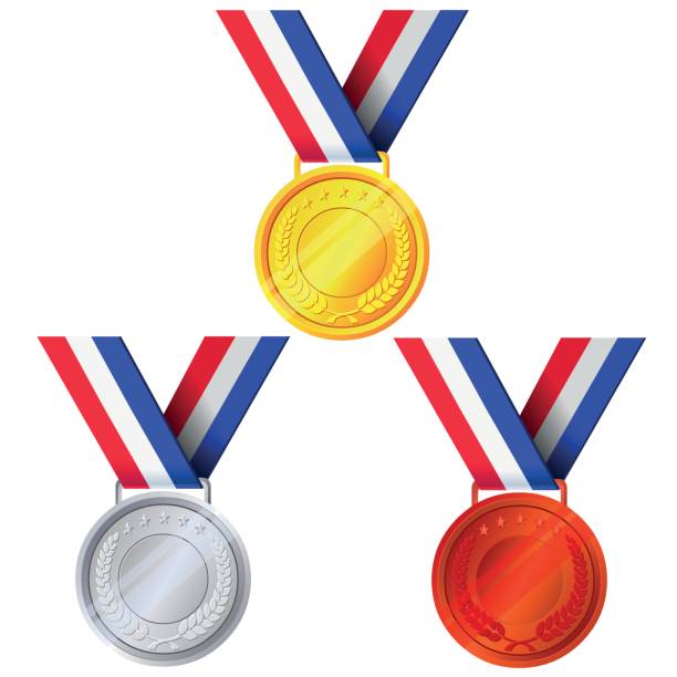 illustrazioni stock, clip art, cartoni animati e icone di tendenza di medaglie d'oro, d'argento e di bronzo - illustrazione - silver medal 2nd medal second place