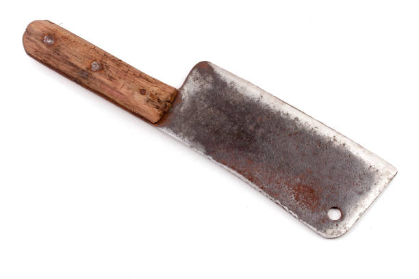 istock Old meat cleaver or knife isolated on white background 653818362