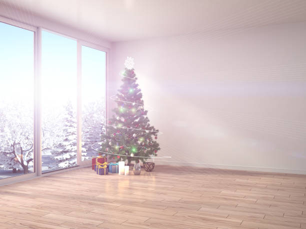 istock Christmas tree with decorations in the living room. 3d illustration 653818648