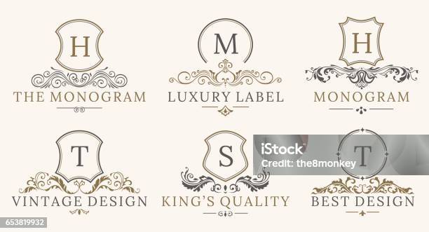 Retro Royal Vintage Shields Logotype Set Vector Calligraphyc Luxury Logo Design Elements Business Signs Logos Identity Spa Hotels Badges Stock Illustration - Download Image Now
