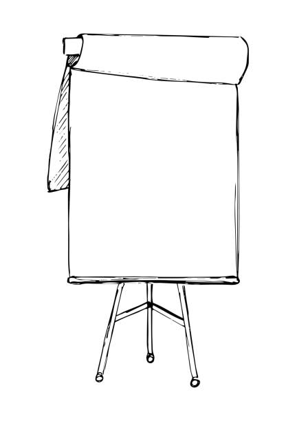flip-chart, isoliert auf weißem hintergrund. skizze. vektor - flipchart stock-grafiken, -clipart, -cartoons und -symbole