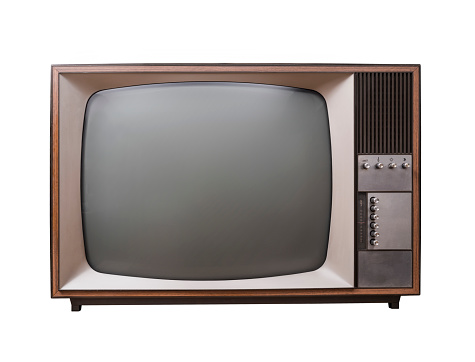 Vintage sixties television set isolated on white