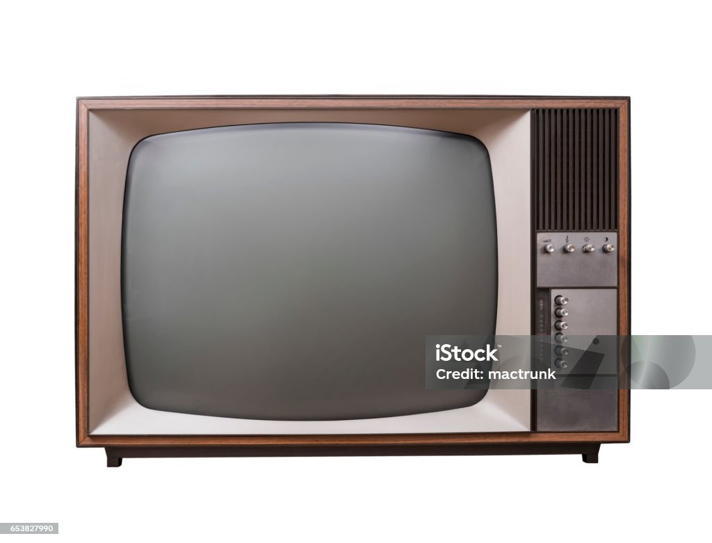 Isolated vintage television Vintage sixties television set isolated on white Television Set Stock Photo