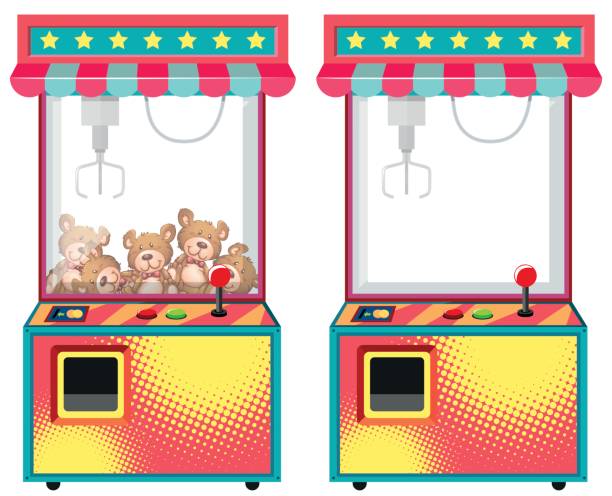 illustrations, cliparts, dessins animés et icônes de machines de jeu d’arcade avec des poupées - pince mecanique