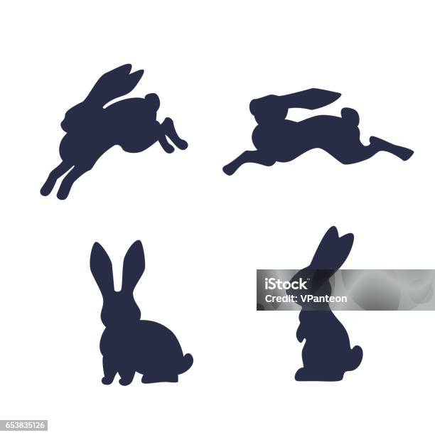 Running Hare Vector Silhouette Isolated On White Background Stock Illustration - Download Image Now
