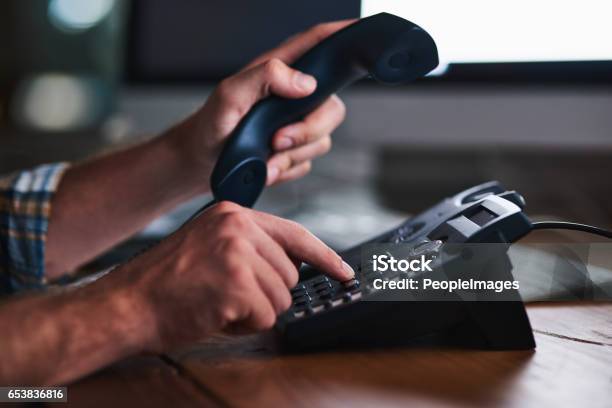 Keeping Things Old School Stock Photo - Download Image Now - Rotary Phone, Using Phone, Hand