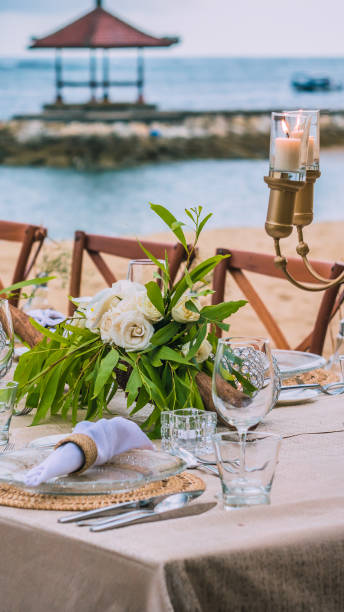 istock Celebration Table in the Restaurant on the Beach, Bali 653837438