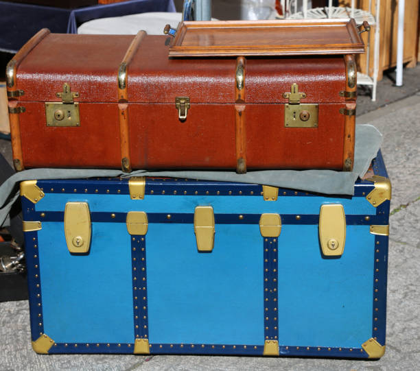 istock trunk luggage and a suitcase in leather ancient travelers 653837892