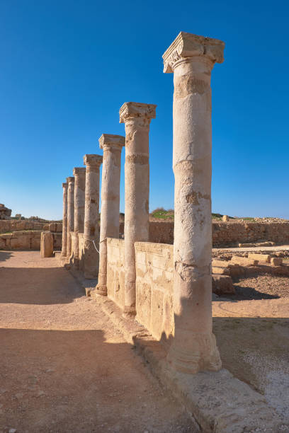 istock Ancient temple columns in Kato Paphos Archaeological Park, Cyprus 653840268
