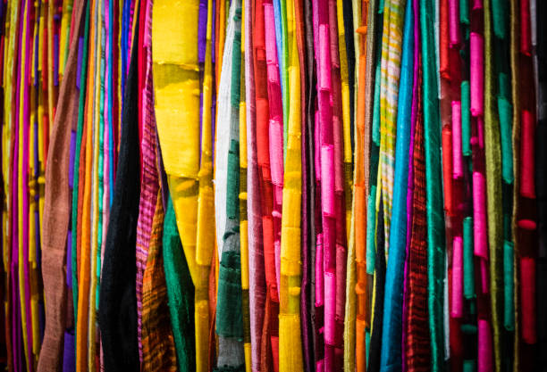 istock colorful Sri Lankan scarfs, clothes and textiles 653840838
