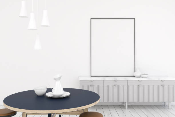 istock Living room with white walls, poster 653841186