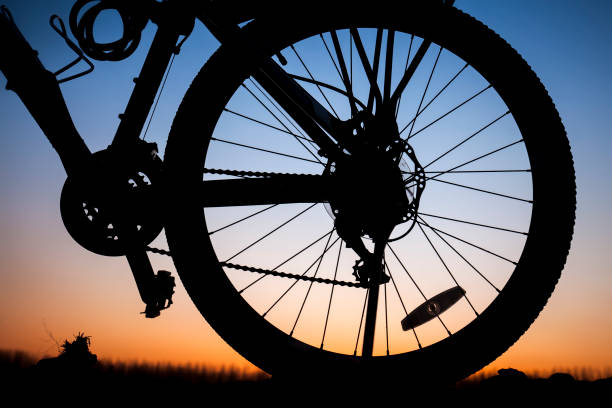 istock The silhouette of mountain bike 653842736
