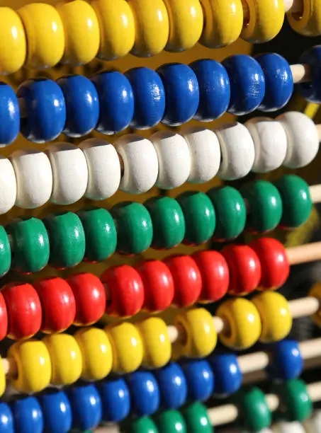 old abacus with colored wooden balls