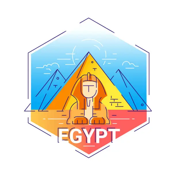 Vector illustration of Egypt - modern vector line travel illustration