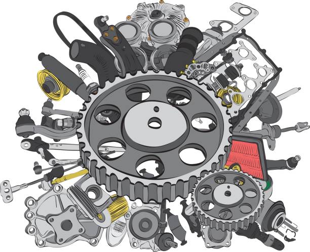 많은 영상을 여유 부품 - piston engine ball bearing work tool stock illustrations