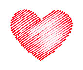 Brush stroke heart pattern isolated on white background