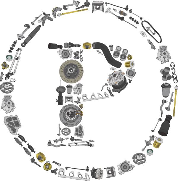 значок авторского права с автозапчастей для автомобиля - part of vehicle brake disc brake pad isolated stock illustrations