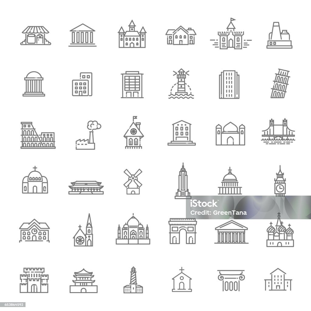 Icons Baukasten, Regierung. Sehenswürdigkeiten - Lizenzfrei Icon Stock-Illustration