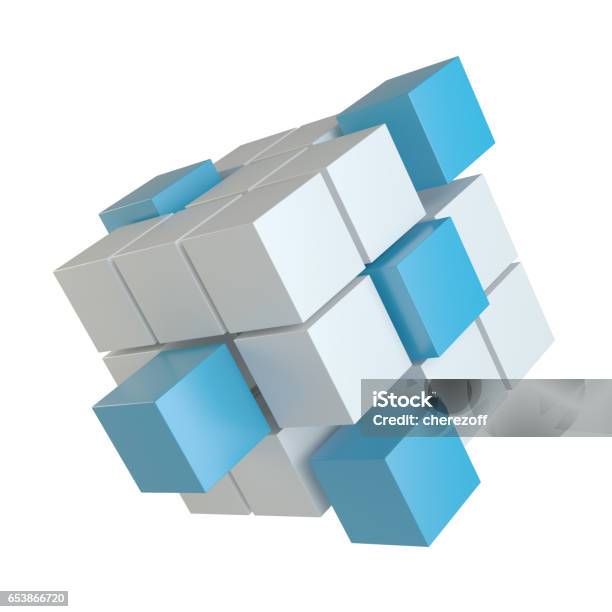 Block Cube Design Abstract 3d Illustration Of Cube Assembling From Blocks Stock Photo ...