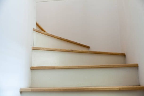 istock wooden staircase in modern house 653867226