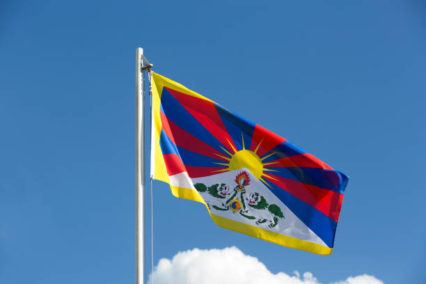 flaga tybetu na maszcie - flag of tibet zdjęcia i obrazy z banku zdjęć