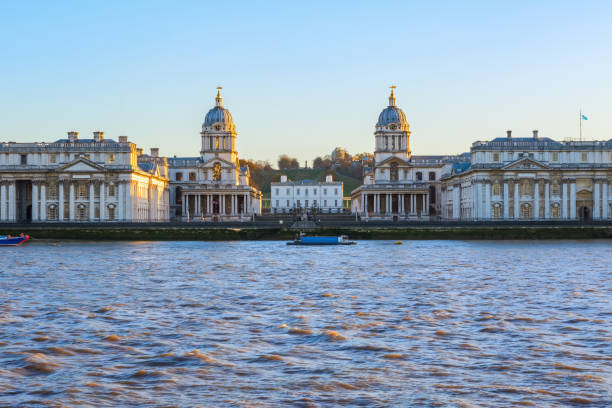 View of Greenwich from Island Gardens View of Greenwich seen from Island gardens, London queen's house stock pictures, royalty-free photos & images