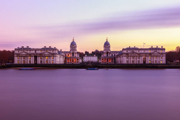 View of Greenwich from Island Gardens View of Greenwich seen from Island gardens, London queen's house stock pictures, royalty-free photos & images