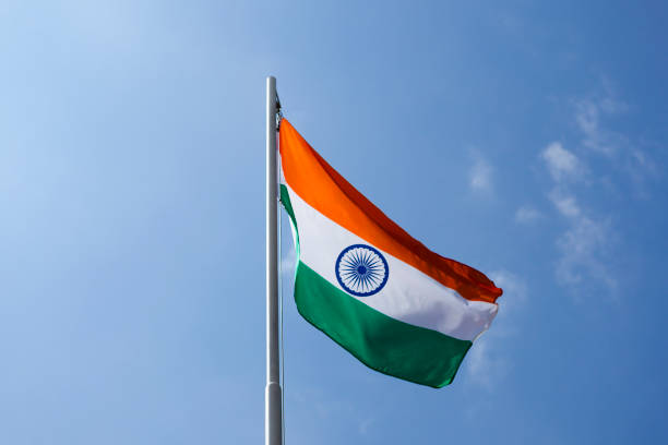 istock National flag of India on a flagpole 653874928
