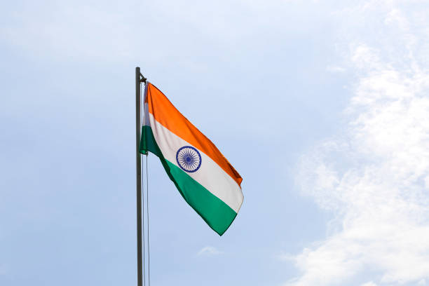 istock National flag of India on a flagpole 653876926