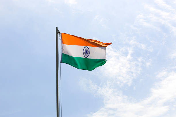 istock National flag of India on a flagpole 653877000