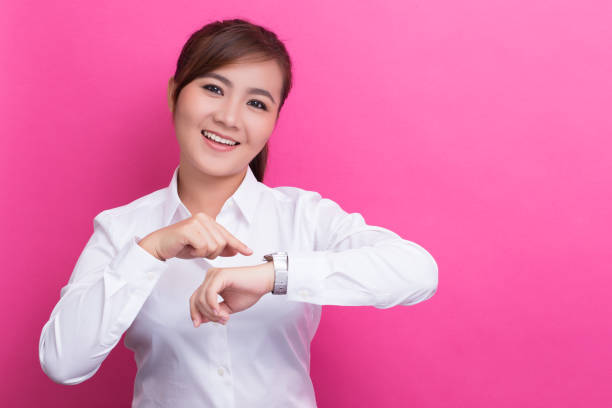 istock Happy woman has punctual 653877682