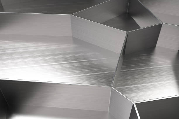 istock Abstract 3d voronoi grate on brushed metal background 653877808