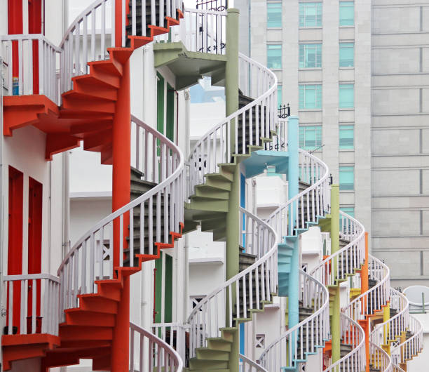 istock Colorful emergency stairs fire escape 653878264