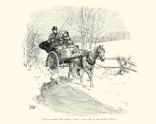 istock Young couple travelling in a Horse and buggy, 19th Century 653880604