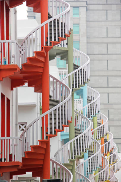 istock Colorful emergency stairs fire escape 653880616