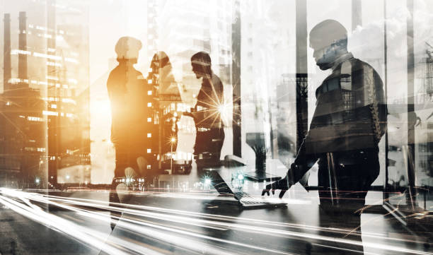 Business in the boardroom Digitally enhanced shot of a colleagues working in their office multiple exposure stock pictures, royalty-free photos & images