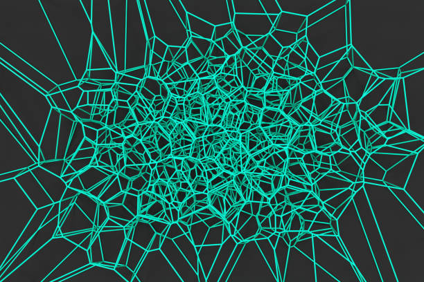 istock Abstract 3d voronoi lattice on black background 653882498