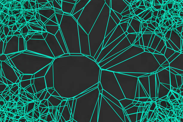 istock Abstract 3d voronoi lattice on black background 653882590