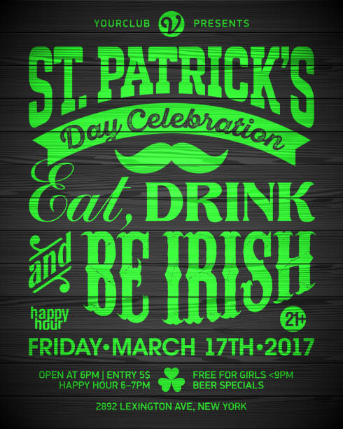 saint patrick's day uroczystości plakat projekt plakatu - st patricks day irish culture pub clover stock illustrations
