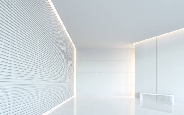 空の白い部屋モダンな空間インテリアの 3 d レンダリング画像 - apartment row house comfortable house ストックフォトと画像