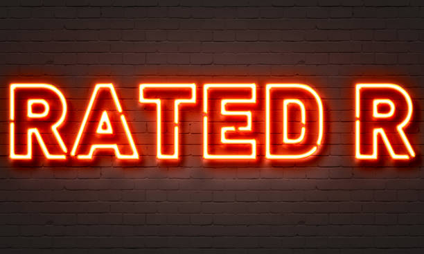Rated R neon sign vector art illustration