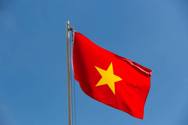 istock National flag of Vietnam on a flagpole 653902854