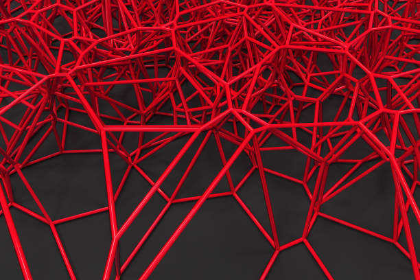 istock Abstract 3d voronoi lattice on black background 653904598